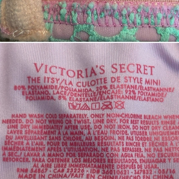 Victoria's Secret Itsy culotte pink green teal bikini with full coverage on t - Picture 2 of 9